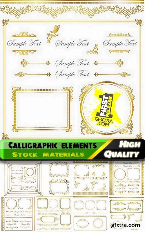 Calligraphic design elements for page decorations #23 - 25 Eps