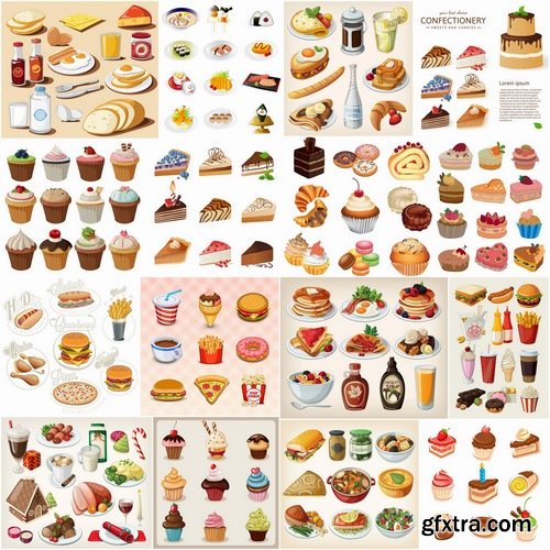 Set of food dishes and sweets - 25 Eps