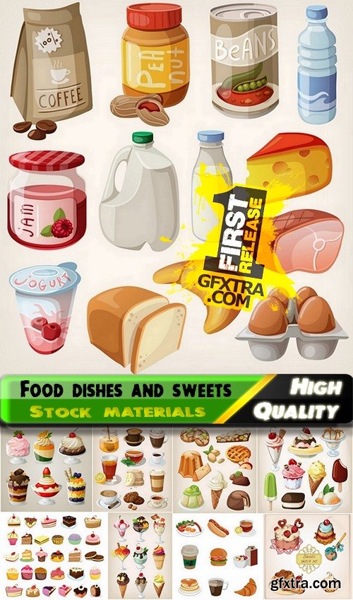 Set of food dishes and sweets - 25 Eps