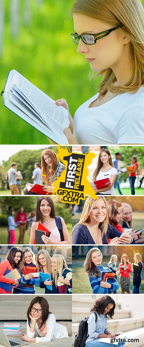 Stock Photo Outdoor portrait of a beautiful smiling student
