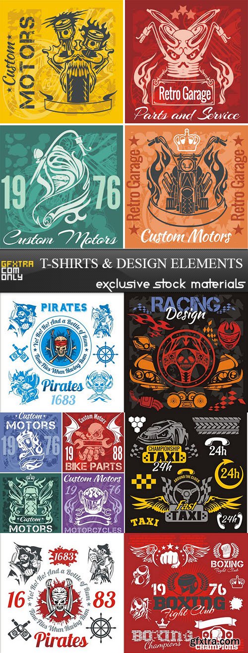 T-shirts & Design Elements, 25xEPS
