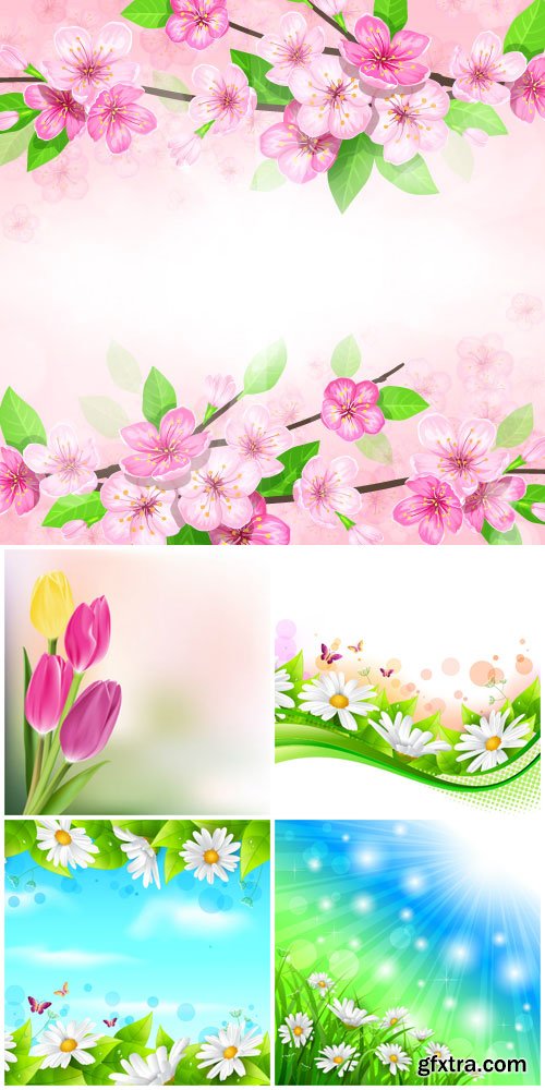 Flowers vector, daisies, tulips, spring flowers Flowers vector, daisies, tulips, spring flowers