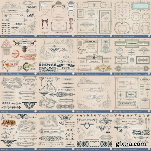 Calligraphic design elements for page decorations #24 - 25 Eps