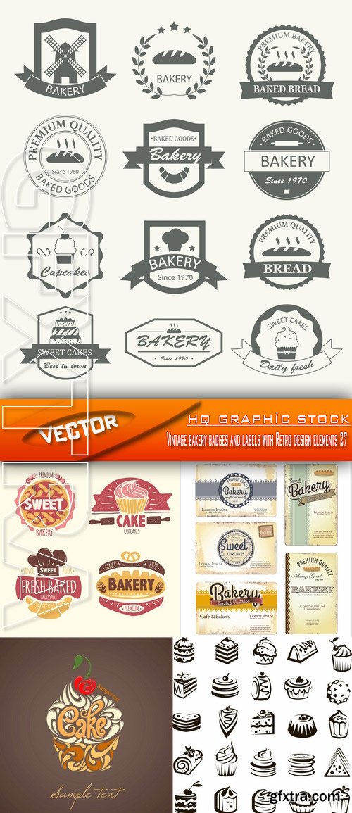 Stock Vector - Vintage bakery badges and labels with Retro design elements 27