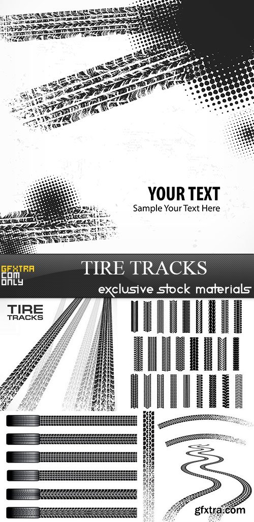 Tire Tracks - Vector Stock, 25xEPS