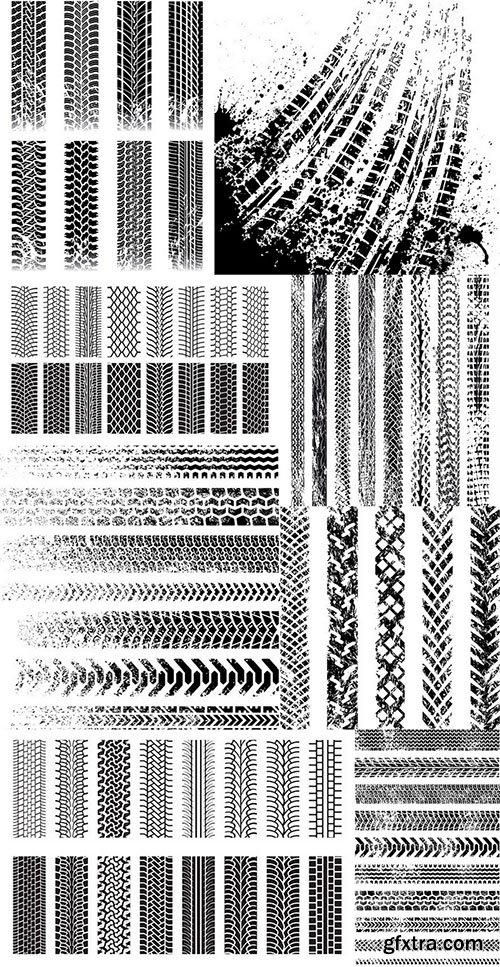Tire Tracks - Vector Stock, 25xEPS