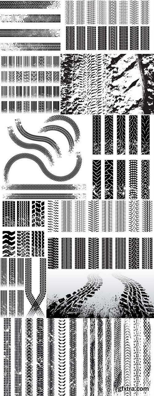Tire Tracks - Vector Stock, 25xEPS