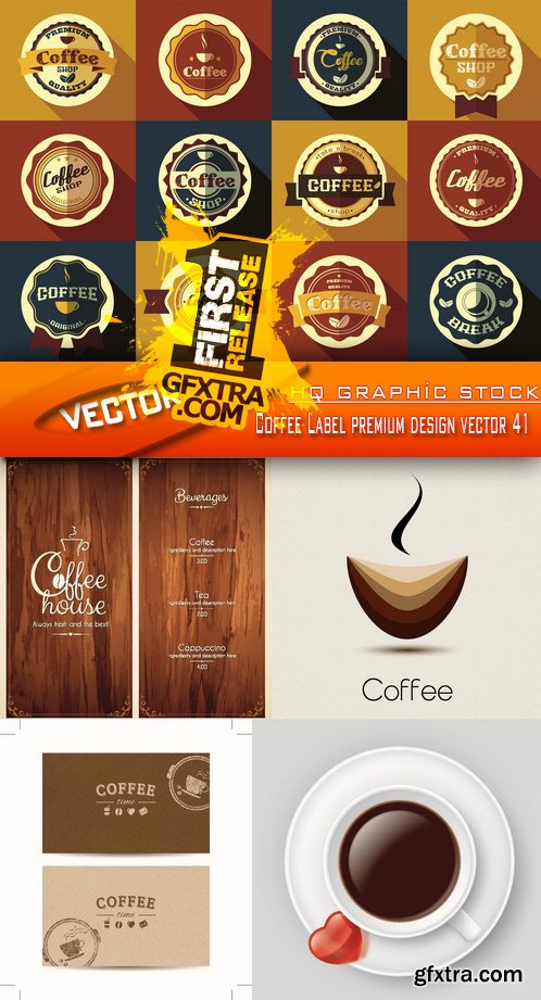 Stock Vector - Coffee Label premium design vector 41