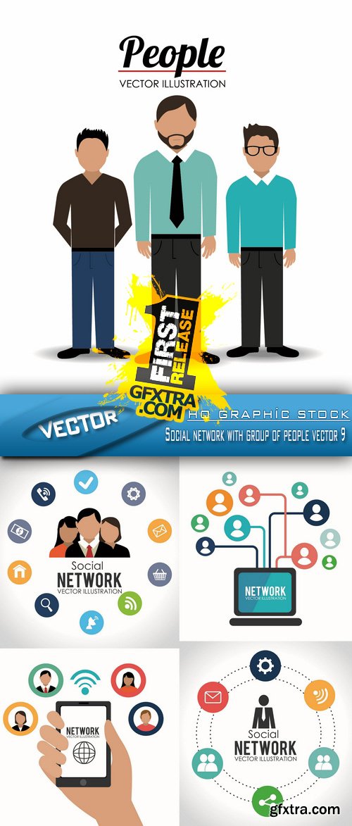 Stock Vector - Social network with group of people vector 9