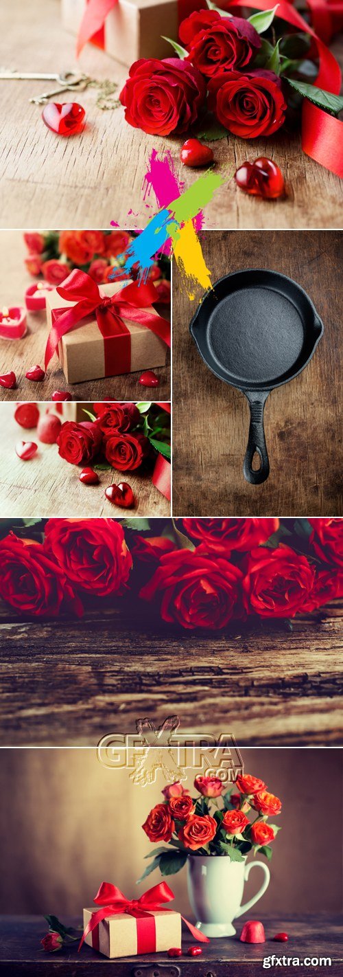 Stock Photo - Valentine\'s Day Roses & Gifts