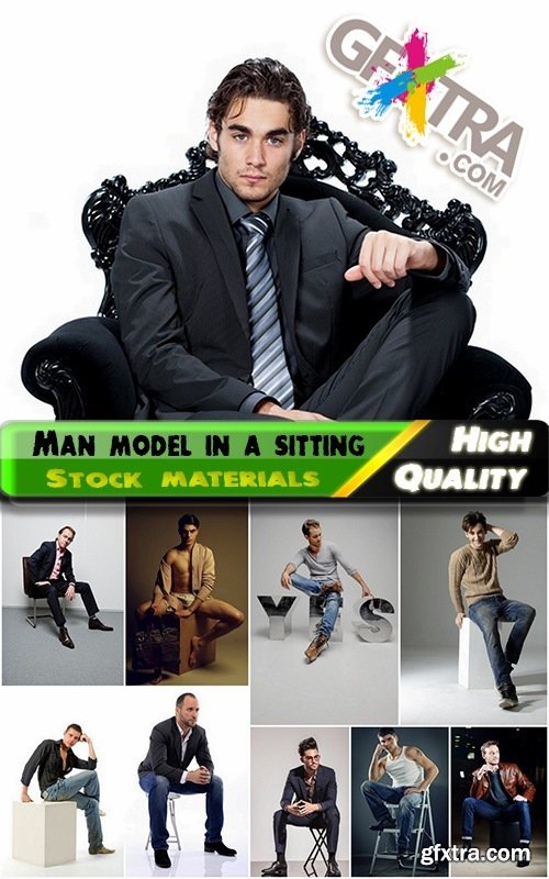 Male model in a sitting position - 25 HQ Jpg