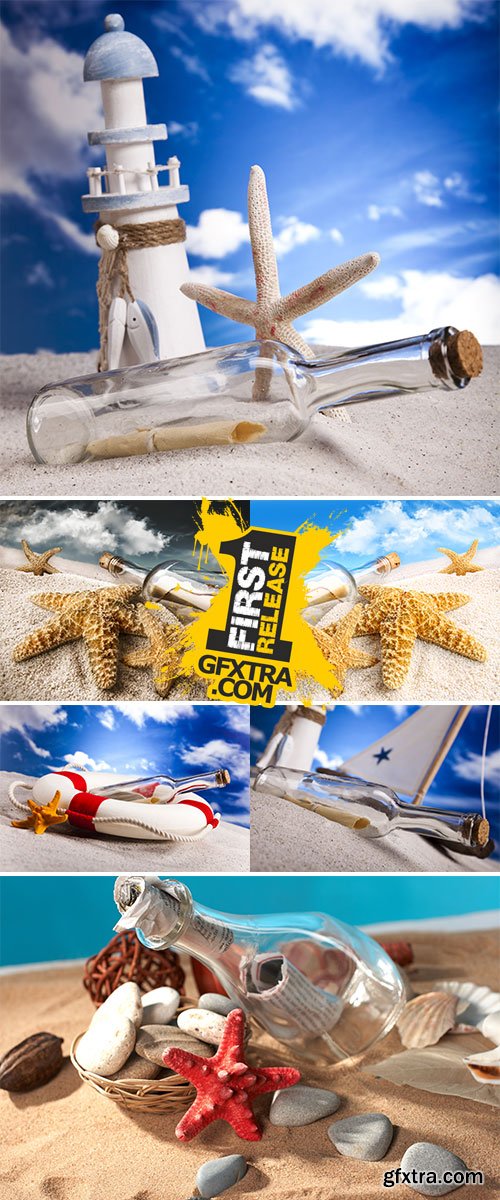 Stock Photo Bottle with help message