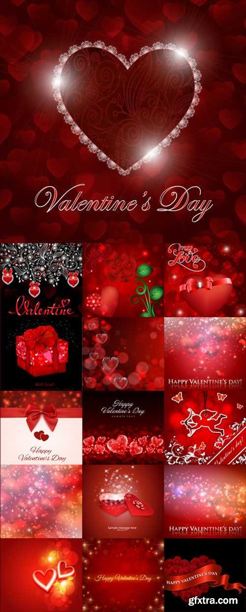 Romantic Valentine\'s Day vector backgrounds set 11