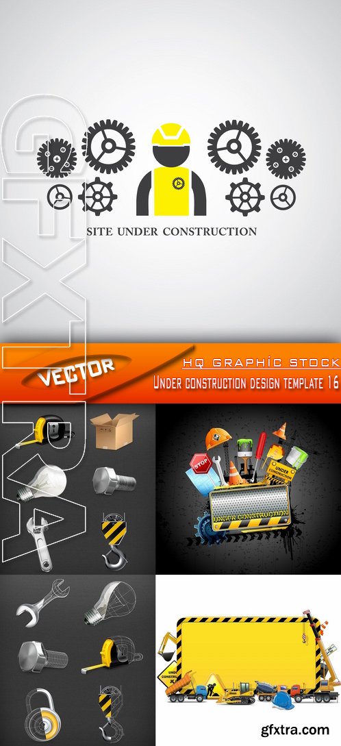 Stock Vector - Under construction design template 16