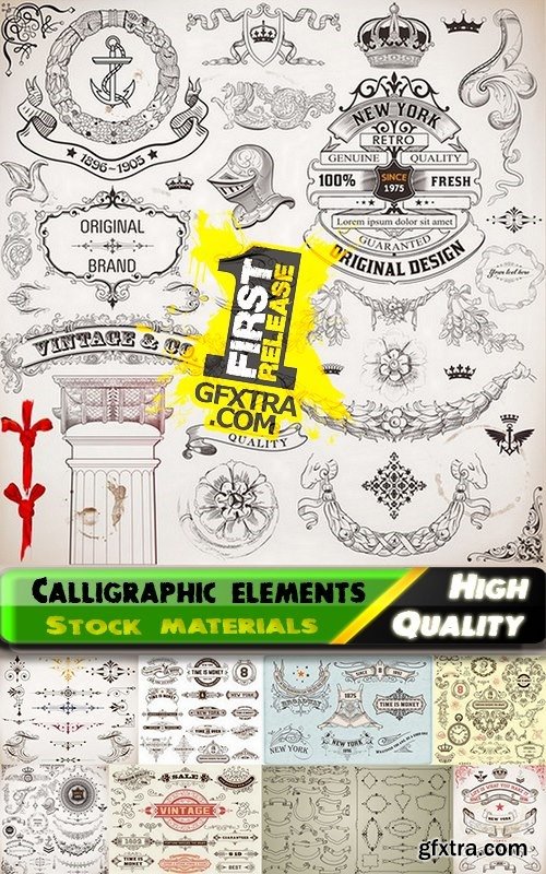 Calligraphic design elements for page decorations #26 - 25 Eps