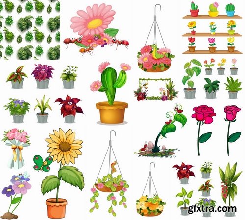 Flowers and other plants in pots - 25 Eps