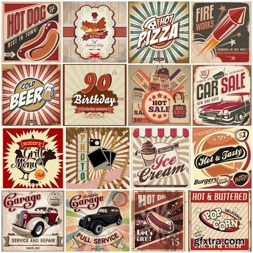 Retro posters and labels in vector from stock - 25 Eps