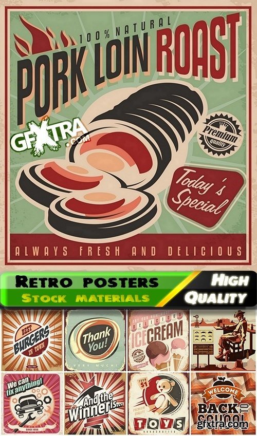 Retro posters and labels in vector from stock - 25 Eps