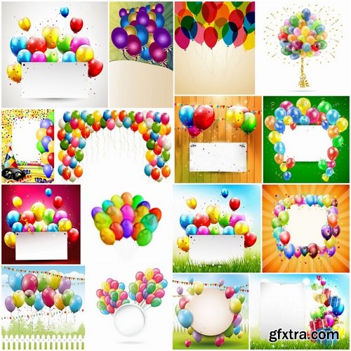 Holiday backgrounds with balloons and confetti - 25 Eps