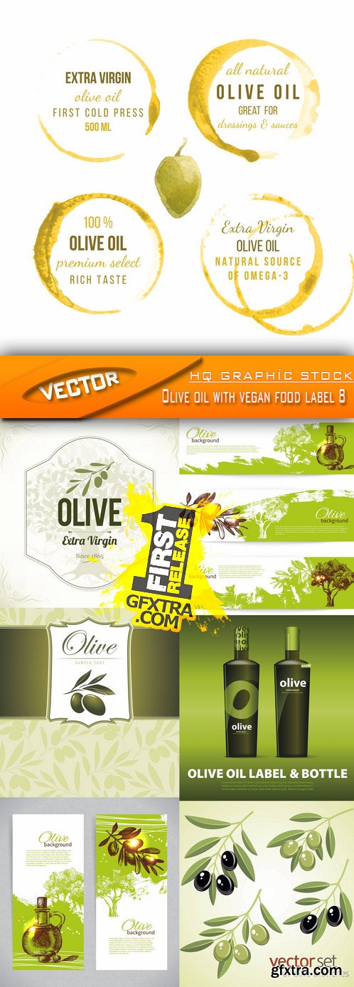 Stock Vector - Olive oil with vegan food label 8