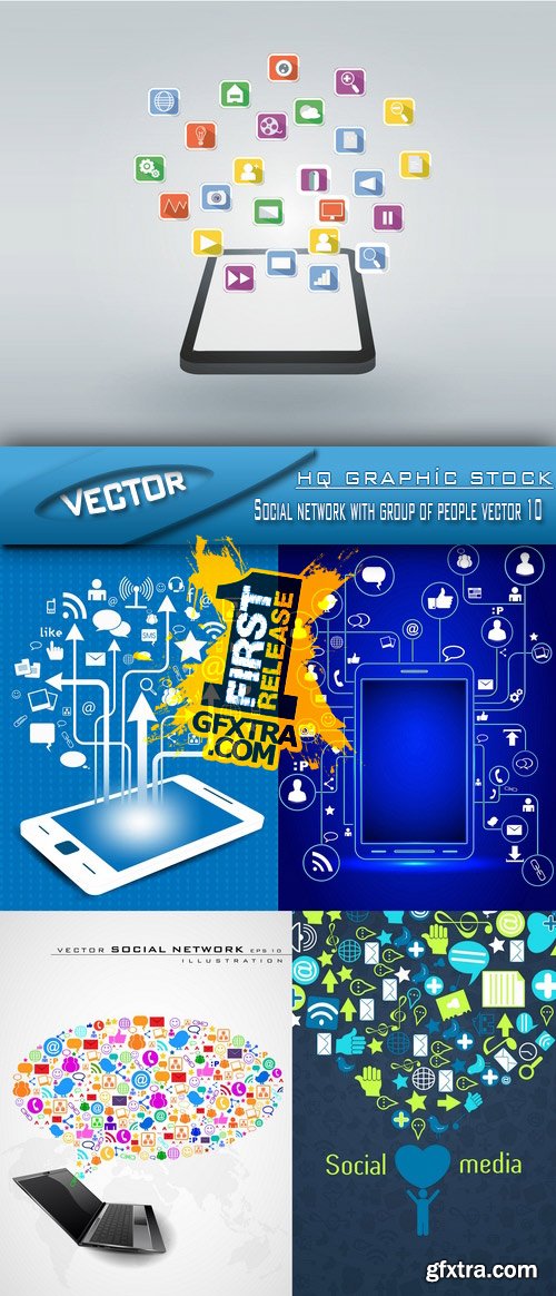 Stock Vector - Social network with group of people vector 10