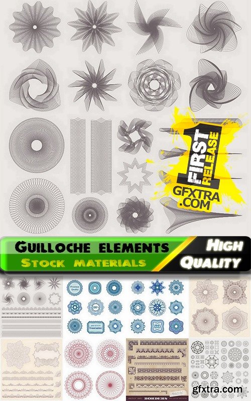 Guilloche vector elements from stock - 25 Eps
