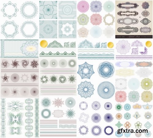 Guilloche vector elements from stock - 25 Eps