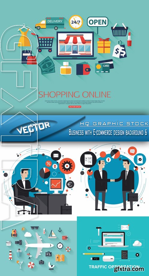 Stock Vector - Business with E-commerce design backround 6