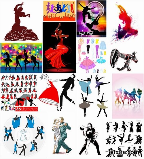 Dancing and active people in vector from stock - 25 Eps