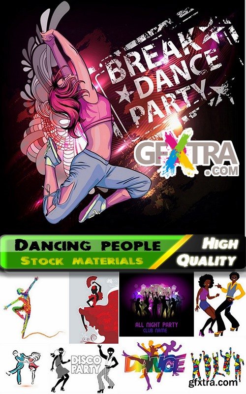 Dancing and active people in vector from stock - 25 Eps