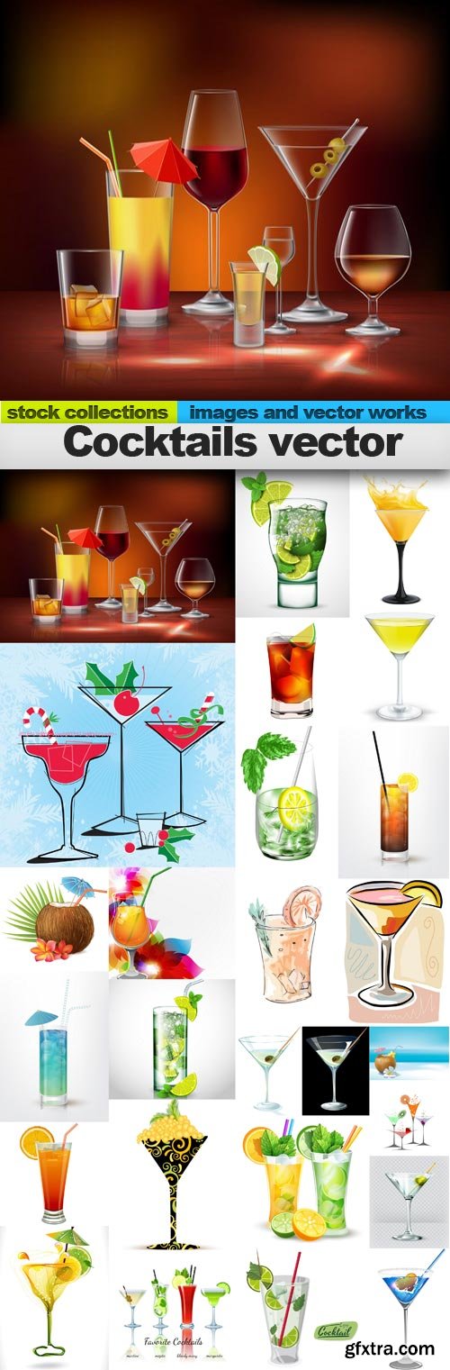 Cocktails vector, 25 x EPS