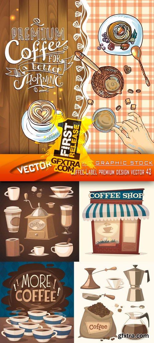 Stock Vector - Coffee Label premium design vector 42