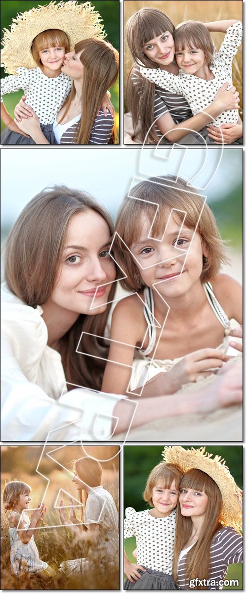 Portrait of mother and daughter in nature - Stock photo