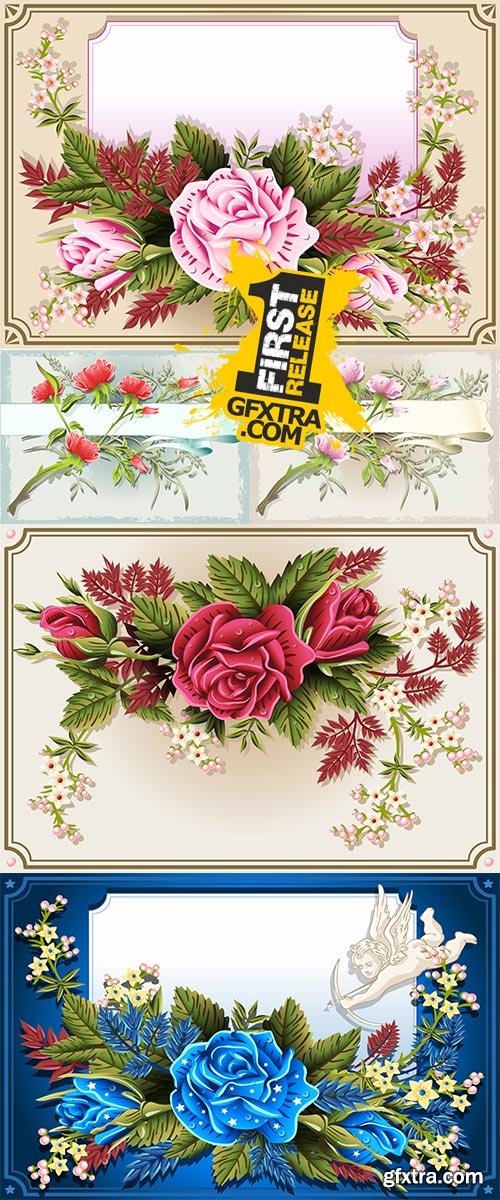 Stock: Roses Ornament on Vintage Frame