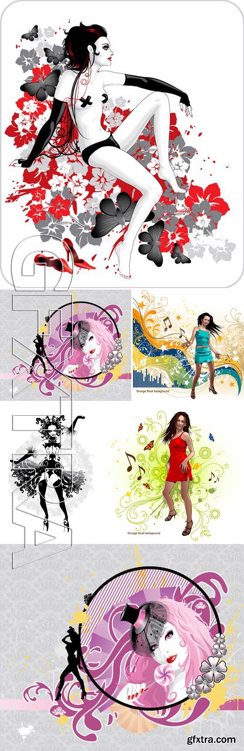 Ornament Girls Vector