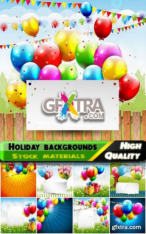 Holiday backgrounds with balloons and confetti 2 - 25 Eps