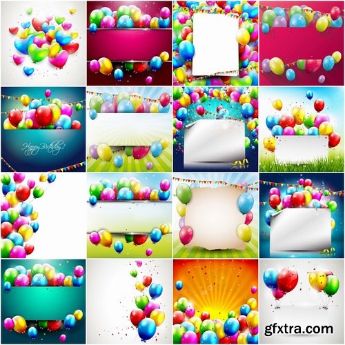 Holiday backgrounds with balloons and confetti 2 - 25 Eps