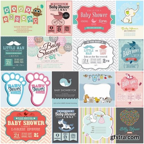 Templates for baby shower in vector from stock - 25 Eps