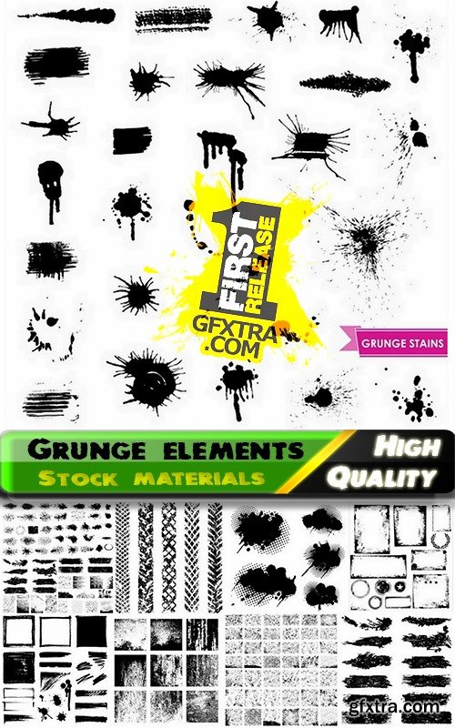 Grunge brushes strokes circles frames - 25 Eps