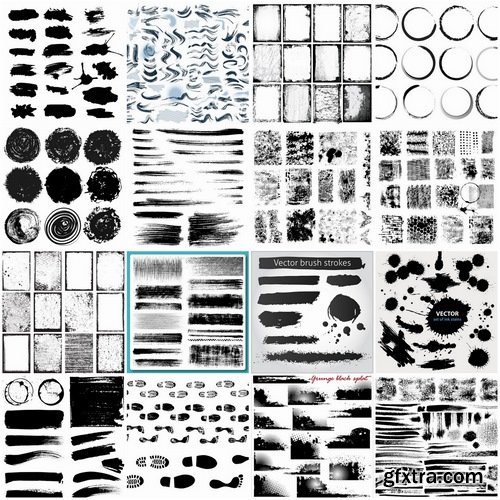 Grunge brushes strokes circles frames - 25 Eps