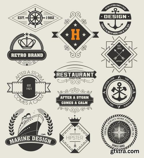 Stock Vector - Retro Vintage Logos Objects Labels Badges
