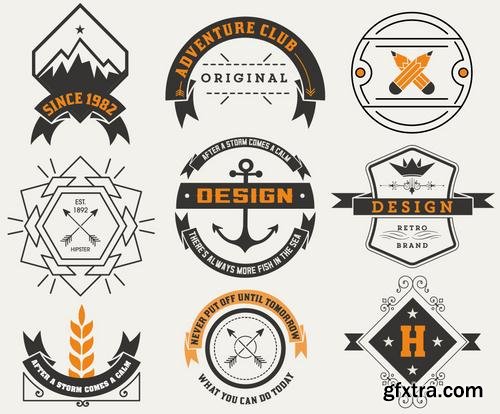 Stock Vector - Retro Vintage Logos Objects Labels Badges