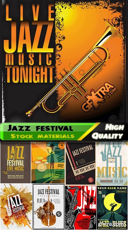 Retro posters for Jazz festival with musical theme - 25 Eps