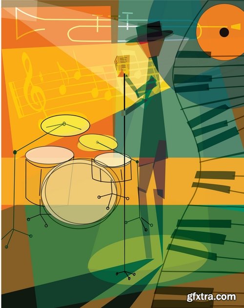 Retro posters for Jazz festival with musical theme - 25 Eps