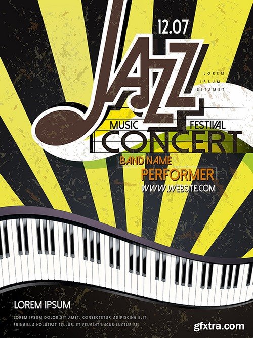 Retro posters for Jazz festival with musical theme - 25 Eps
