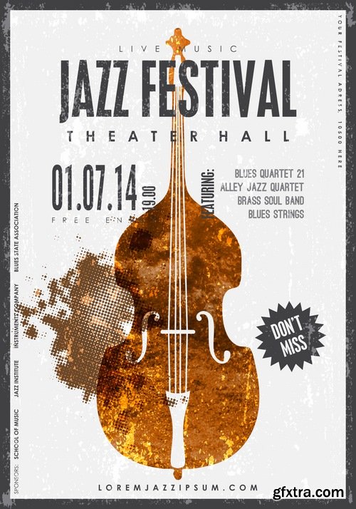Retro posters for Jazz festival with musical theme - 25 Eps