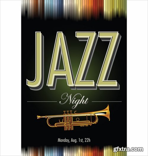 Retro posters for Jazz festival with musical theme - 25 Eps