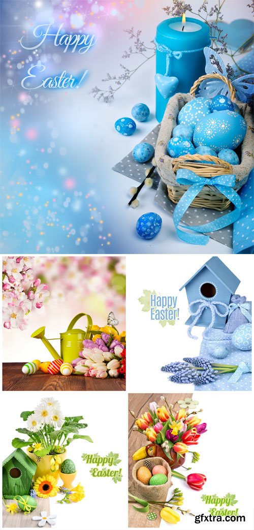 Easter collage Easter eggs and flowers Easter collage Easter eggs and flowers