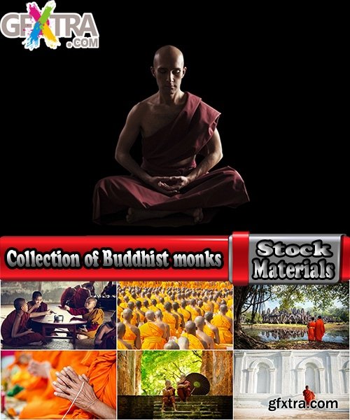 Collection of Buddhist monks in the temple and various backgrounds 25 HQ Jpeg