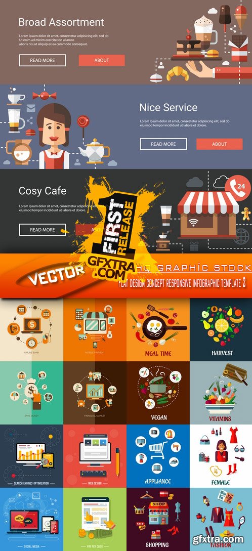 Stock Vector - Flat design concept responsive infographic template 2